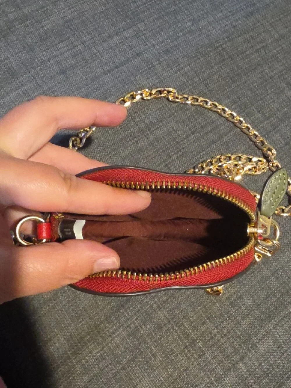 Coach Red and Olive Strawberry Mini Crossbody